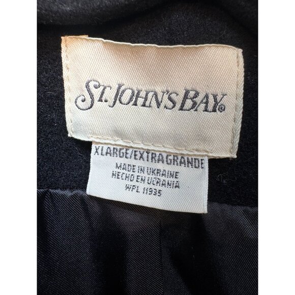 St. John's Bay Women's Faux Fur Wool Coat Long Sleeve Size X-Large Black - Picture 3 of 10